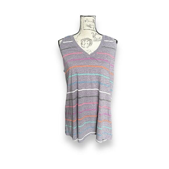 Torrid Jersey Purple Cadet Multi Stripe Classic Fit Vintage V-Neck Tank Size 1 - Picture 1 of 6